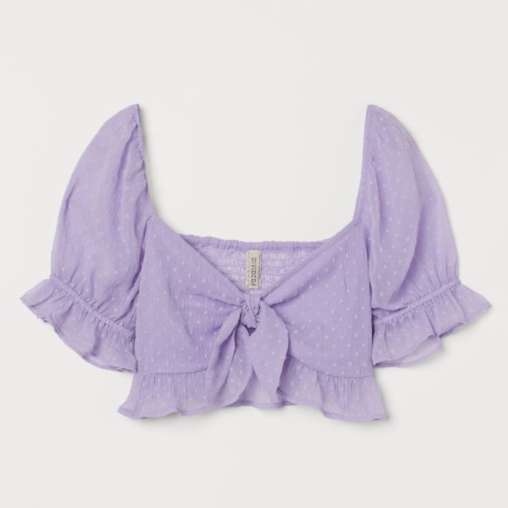 H&M Purple Flounce Trimmed Crop Top